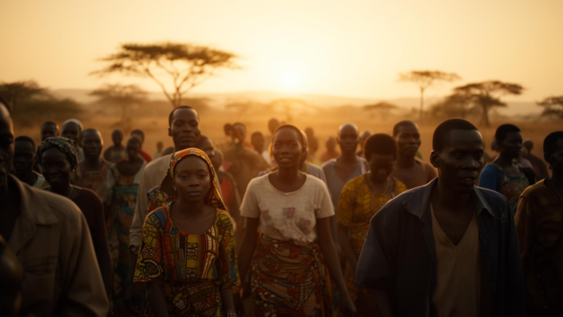 African community at sunrise