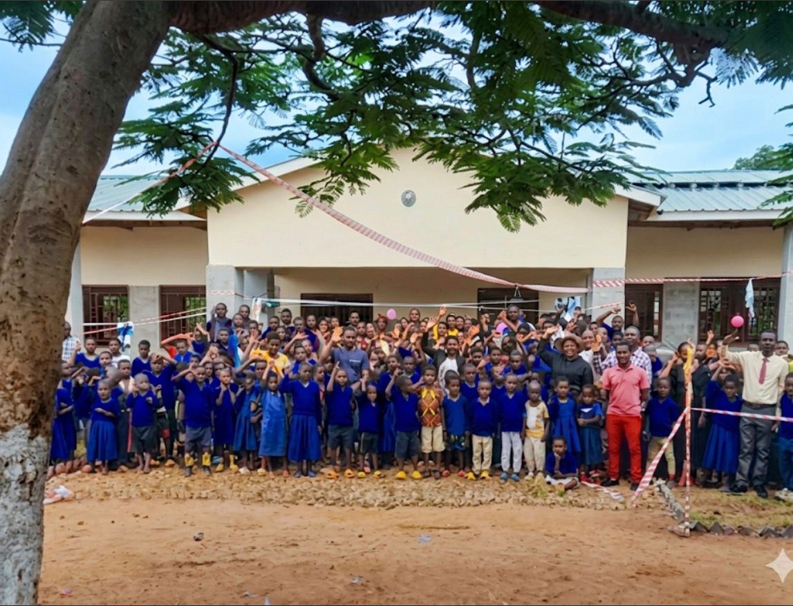 Children gathered at a community school
