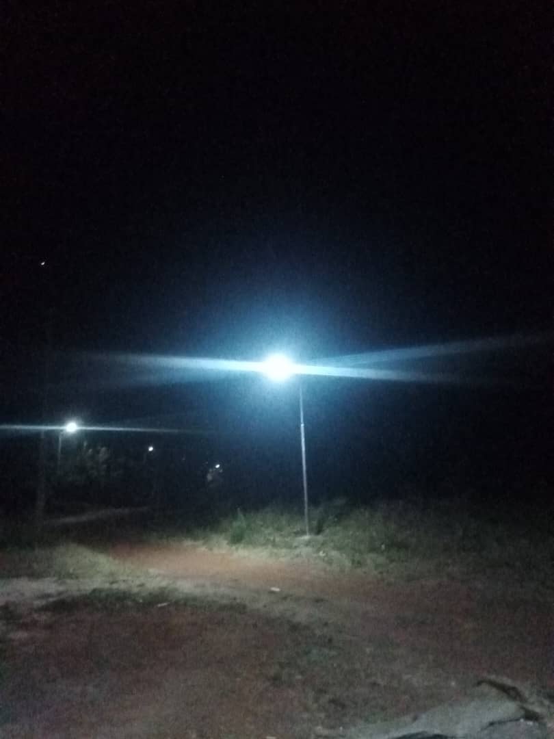 Solar street light at night