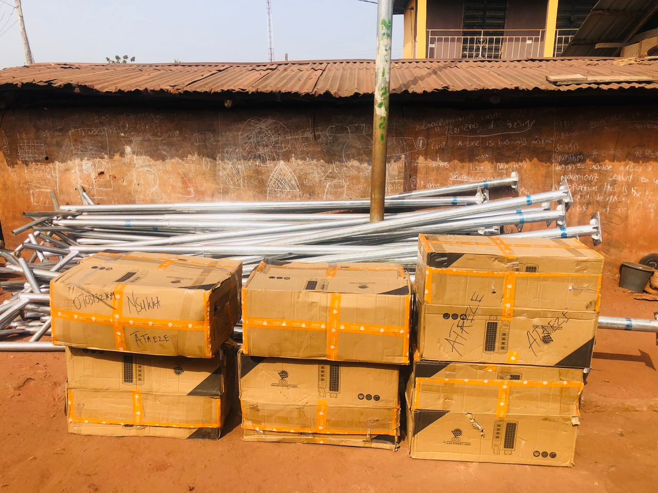 Solar street light equipment ready for deployment